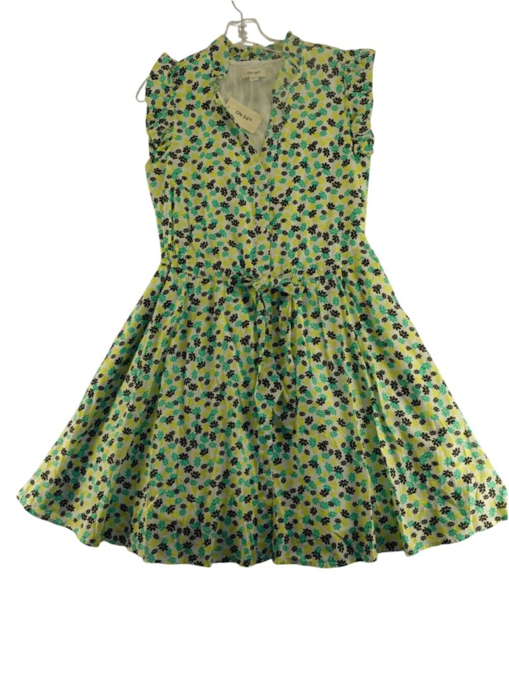 "ON 34th" fit-and-flare mini dress floral with ruffle sleeves size S NWT